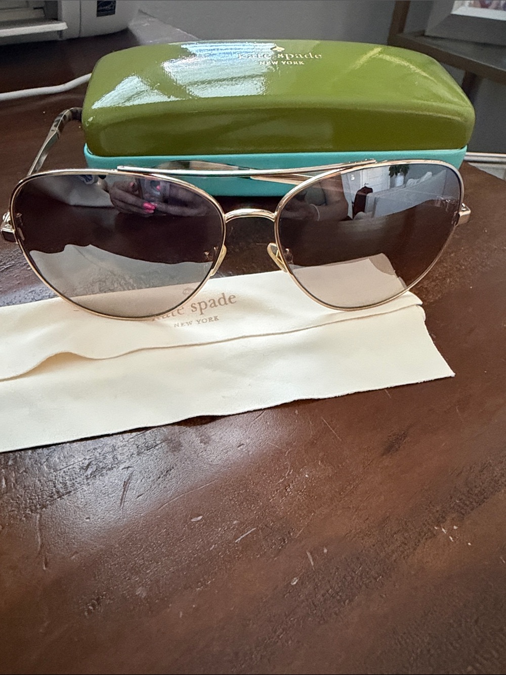 kate spade Gold Frame Sunglasses with Brown Gradient Lenses